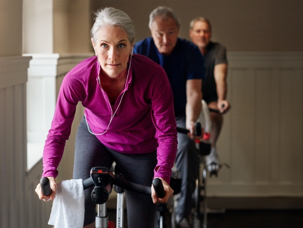 woman on cardio bike